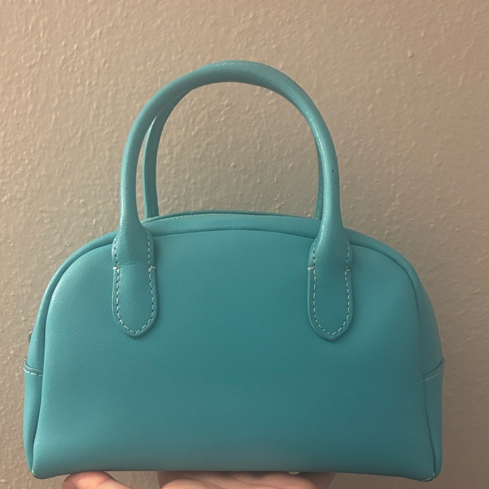 Turquoise Dome-Top Women’s Handbag crossbody bag with a belt